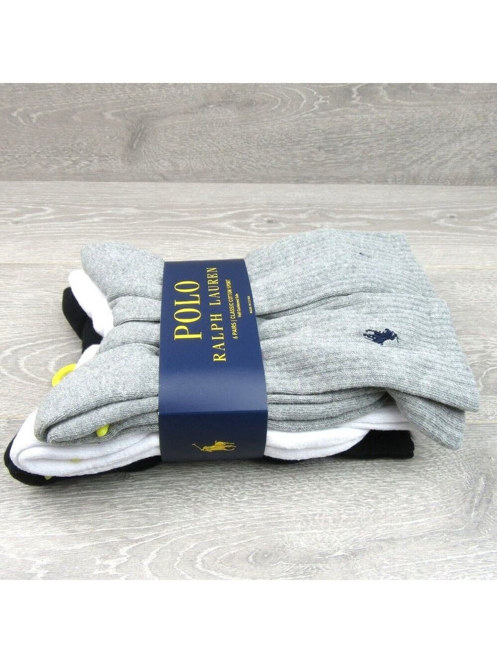 Polo Ralph Lauren Classic Sport Cushioned Crew Socks 6 Pack Mens Size 6-12 NEW - Picture 4 of 9